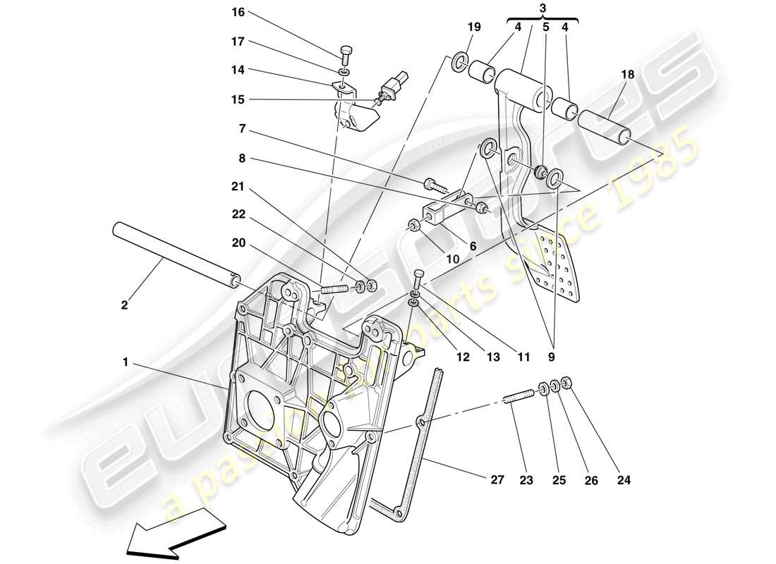 ferrari f430 scuderia spider 16m (europe) pedal board teilediagramm