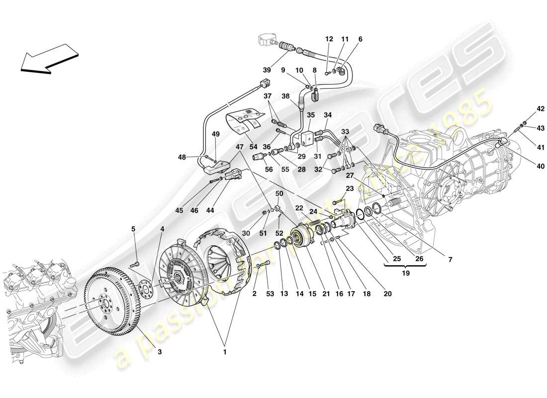 ferrari f430 scuderia spider 16m (rhd) kupplung und steuerung teilediagramm