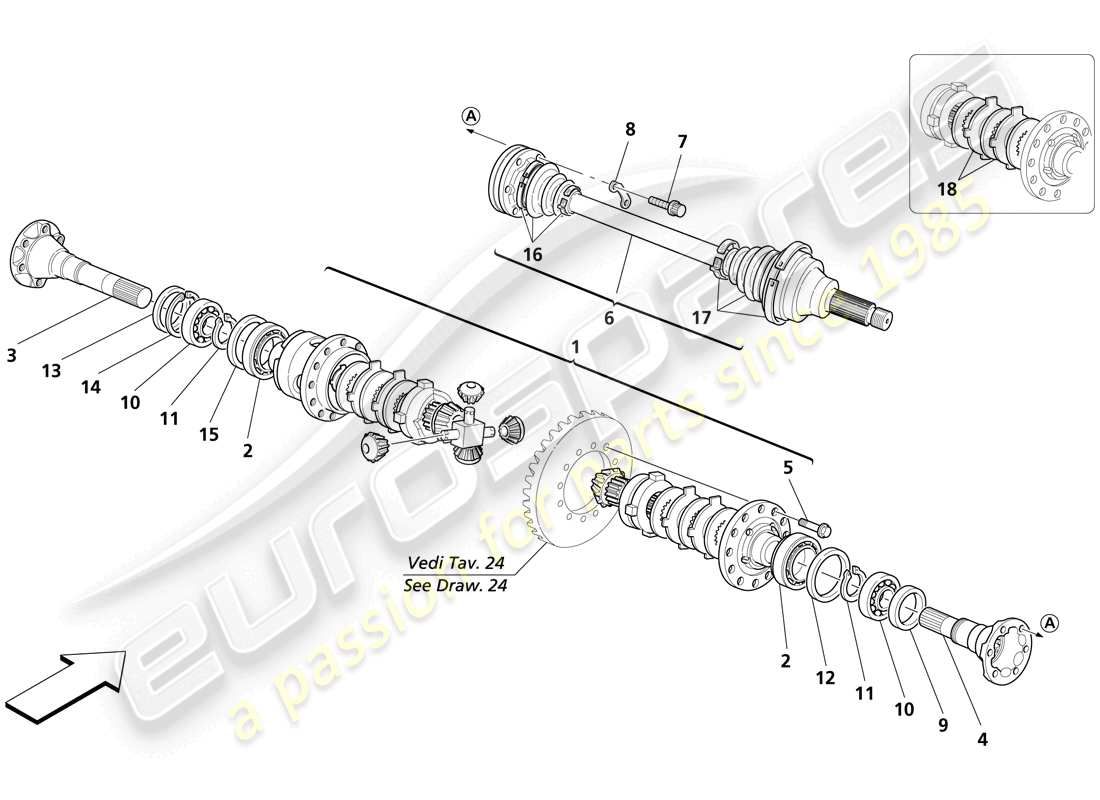 maserati trofeo differential und achsselleite ersatzteildiagramm