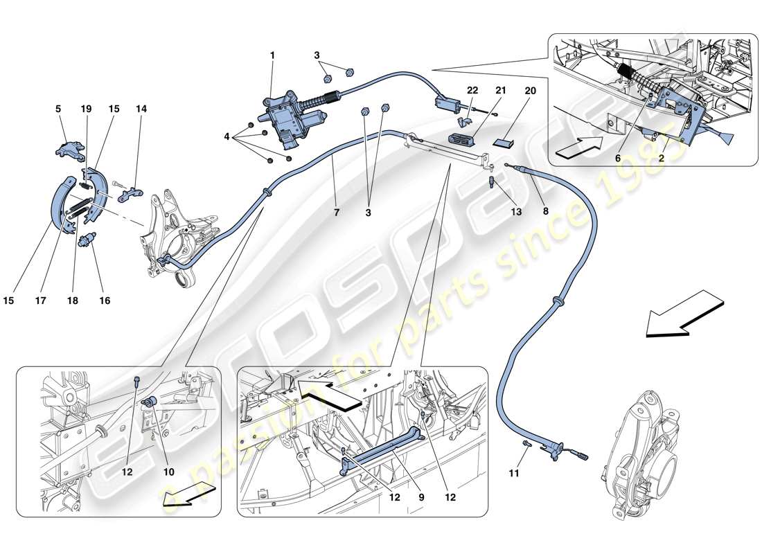 ferrari 458 spider (rhd) parkbremssteuerung teilediagramm