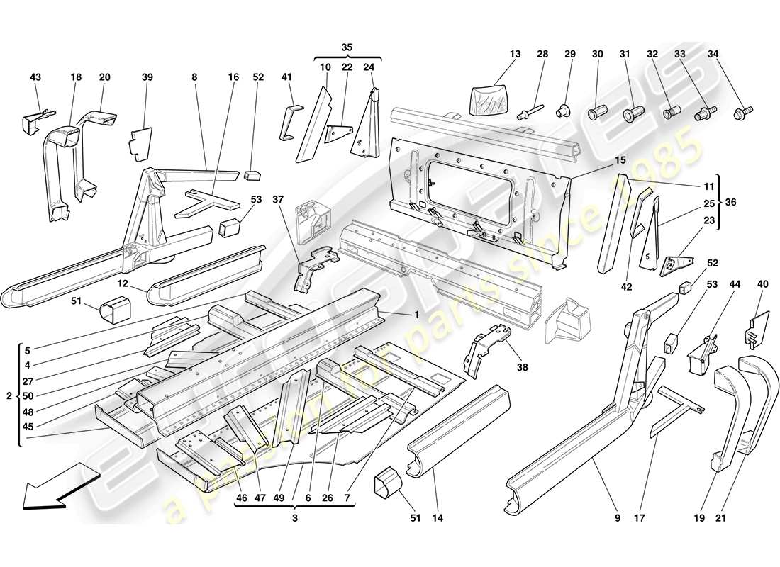 ferrari f430 coupe (europe) zentrale elemente und paneele ersatzteildiagramm