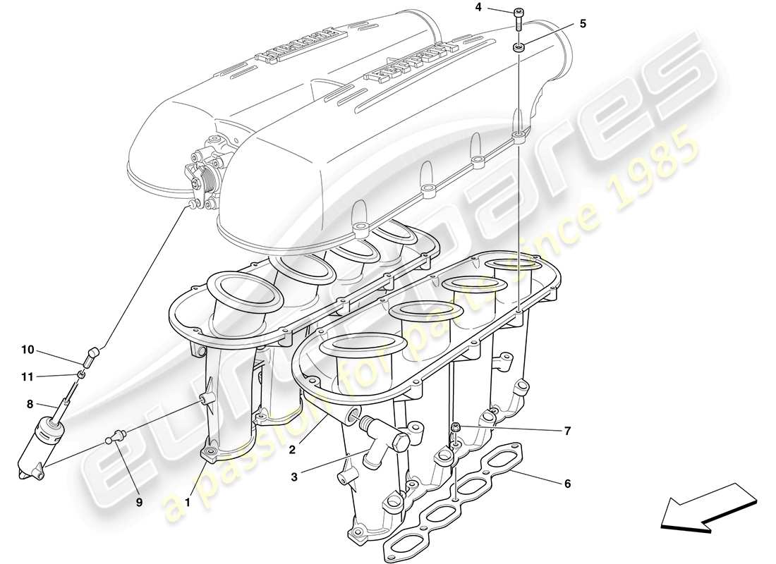 ferrari f430 coupe (rhd) ansaugkrümmer - teilediagramm