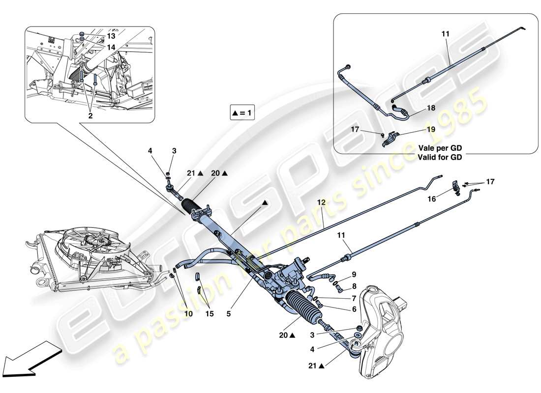 ferrari 458 speciale aperta (usa) hydraulisches servolenkgetriebe - teilediagramm