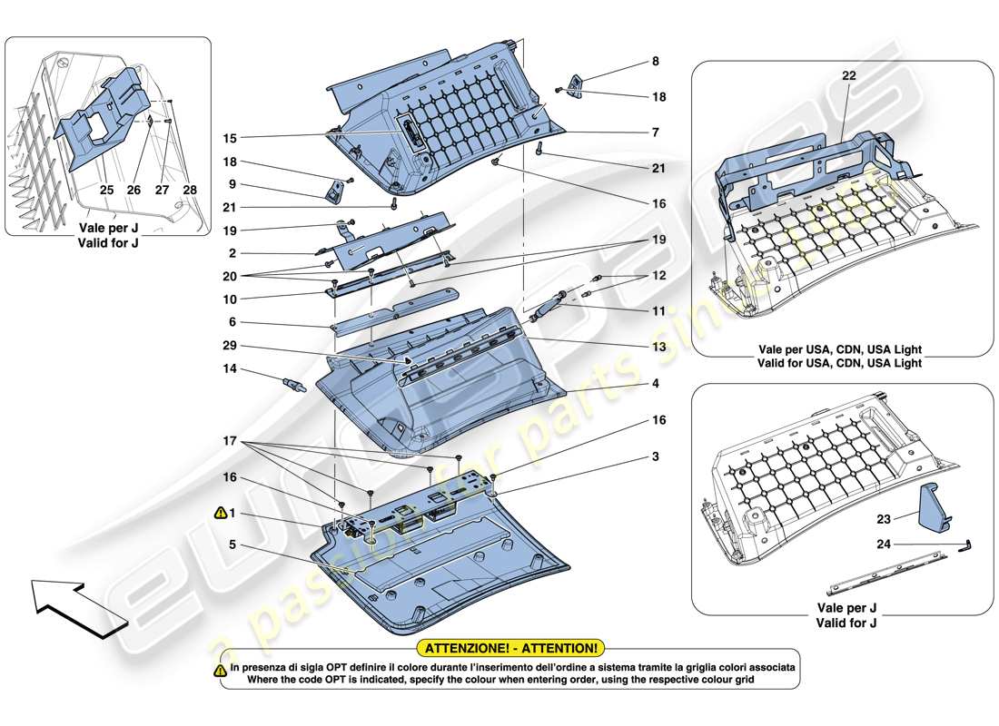 ferrari gtc4 lusso (rhd) handschuhfach ersatzteildiagramm