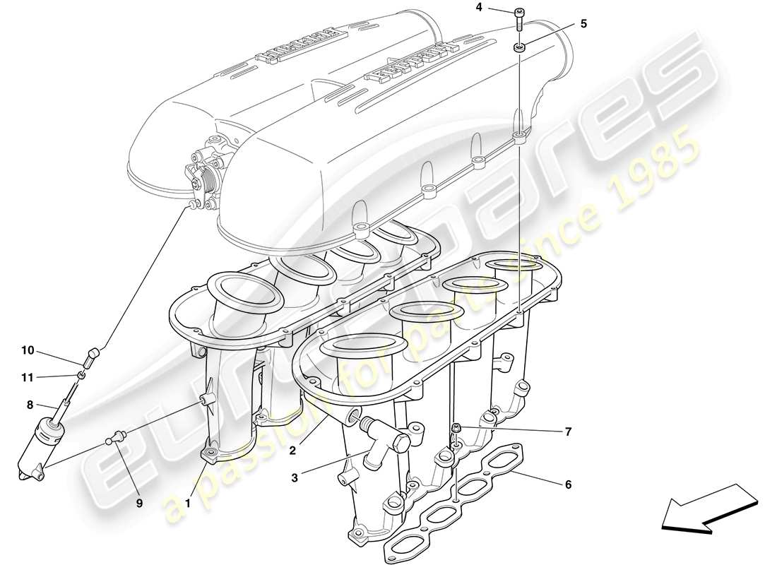 ferrari f430 coupe (usa) ansaugkrümmer - teilediagramm