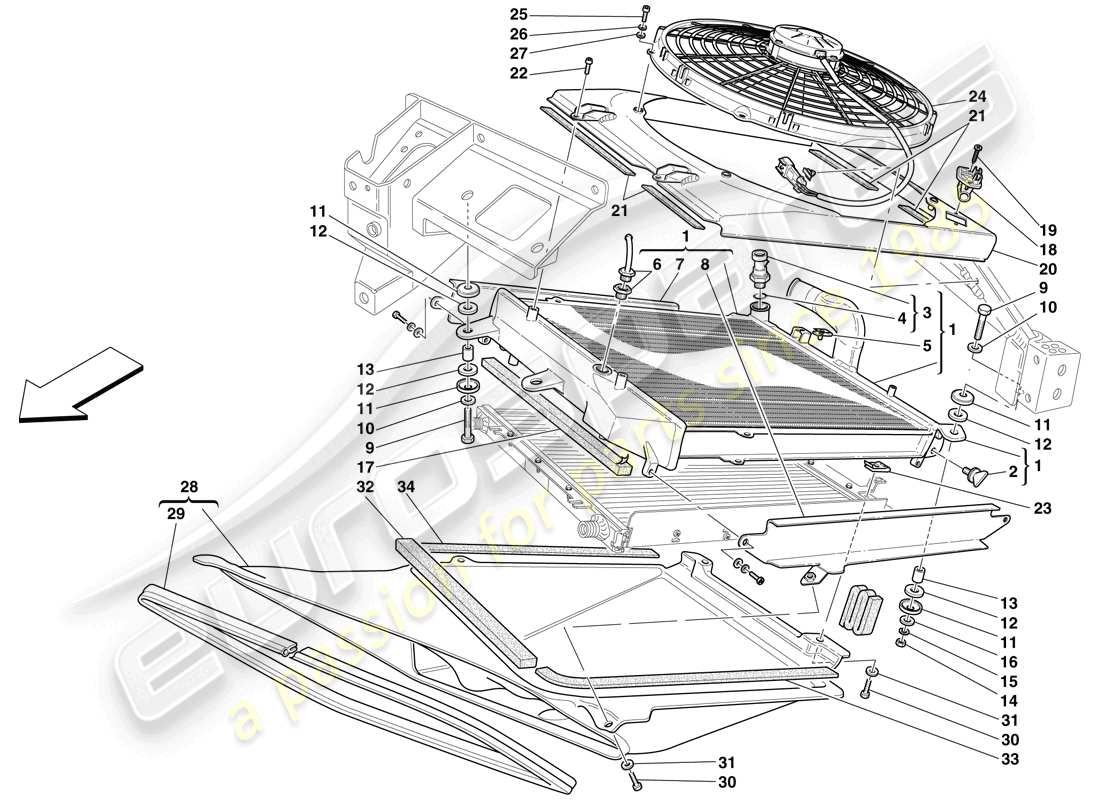 maserati mc12 kühlsystemkühler teilediagramm
