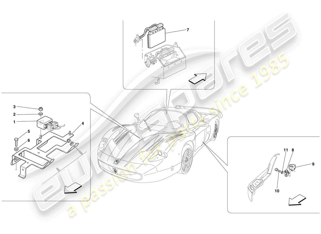 maserati mc12 steuergeräte für passagiere und motorraum teilediagramm