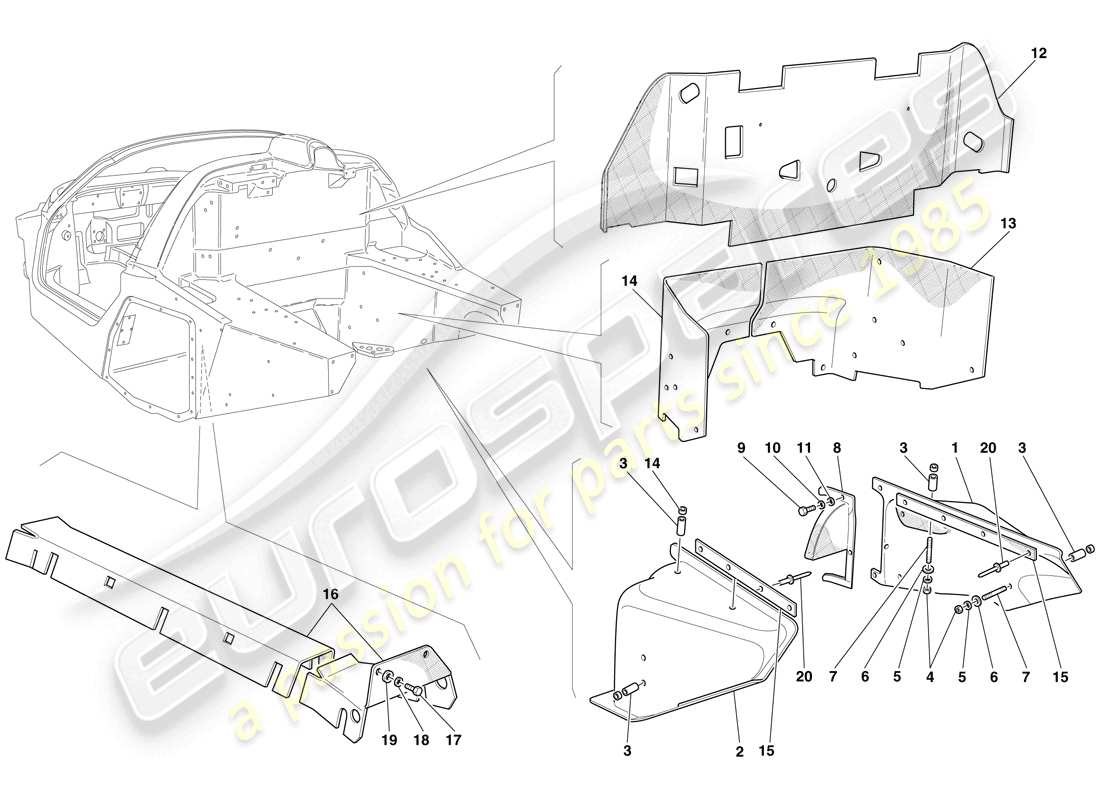 maserati mc12 hitzeschilde und isolierungen teilediagramm