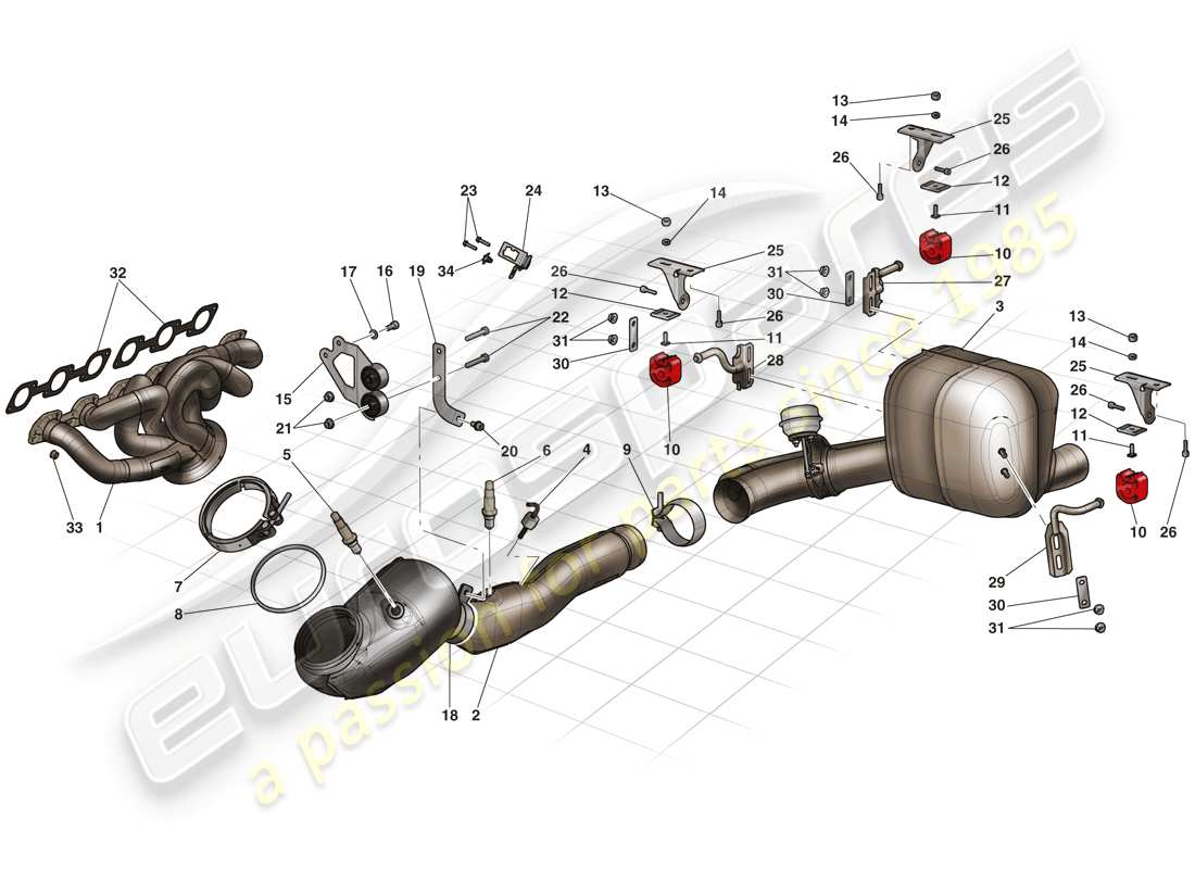ferrari laferrari (usa) abgassystem teilediagramm