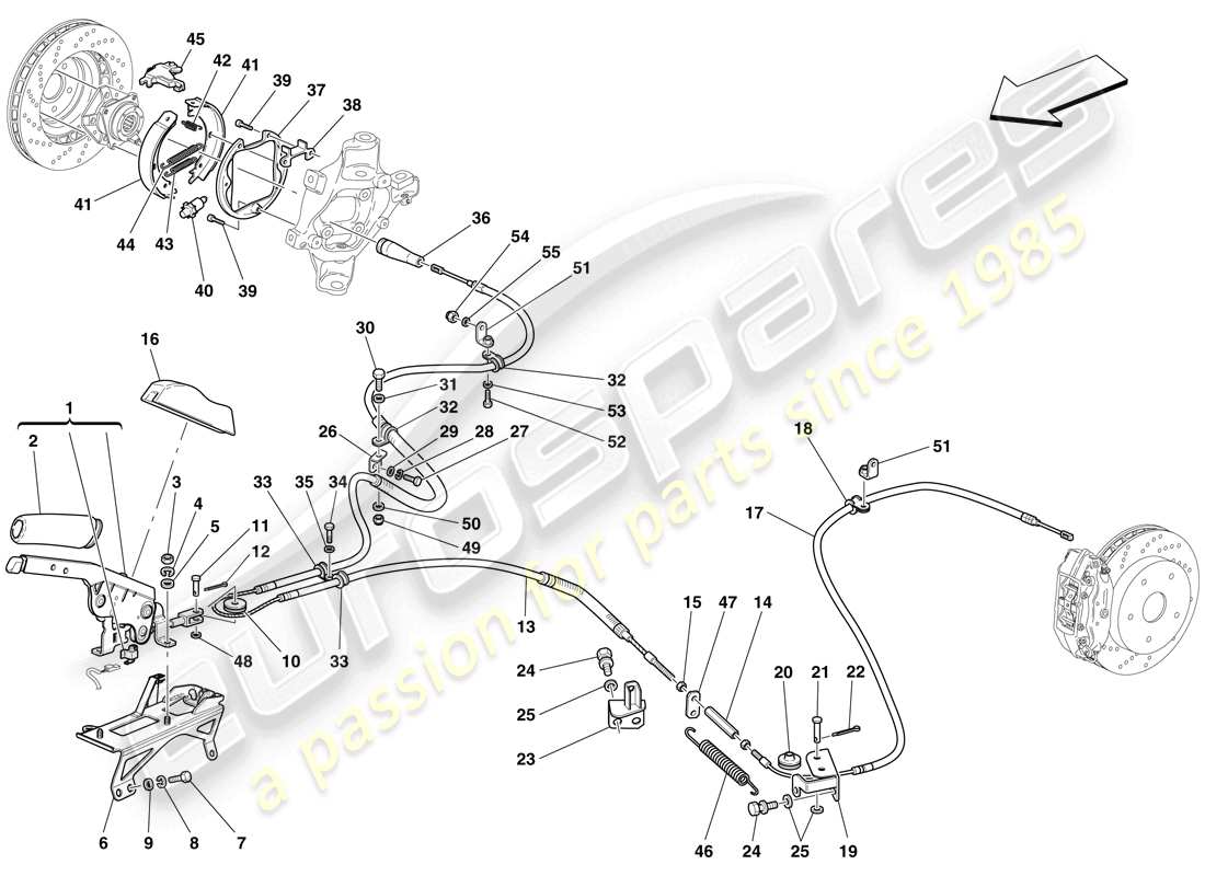 ferrari 612 sessanta (usa) parkbremssteuerung teilediagramm