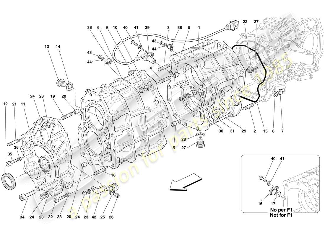 ferrari 599 gtb fiorano (rhd) getriebegehäuse teilediagramm
