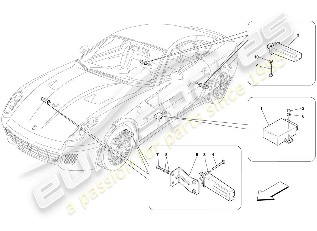 ferrari 599 gtb fiorano (rhd) reifendrucküberwachungssystem teilediagramm