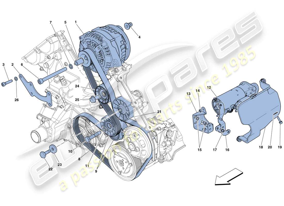 ferrari 458 speciale (rhd) lichtmaschine – anlassermotor teilediagramm
