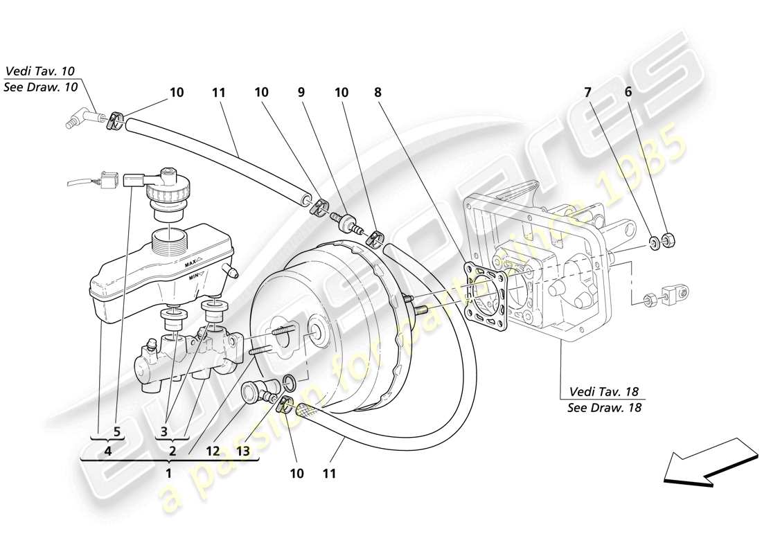 maserati trofeo bremsen hydrualsteuerung ersatzteildiagramm