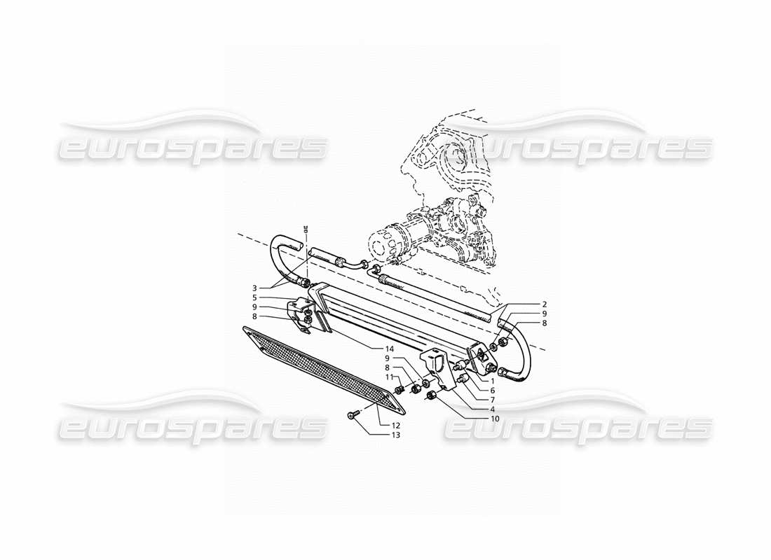 maserati qtp. 3.2 v8 (1999) teilediagramm für die motorölkühlung