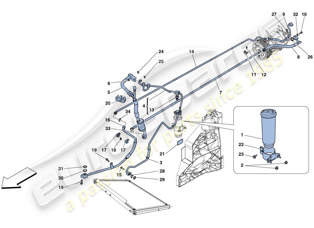 ferrari 458 spider (usa) ac-system - freon teilediagramm