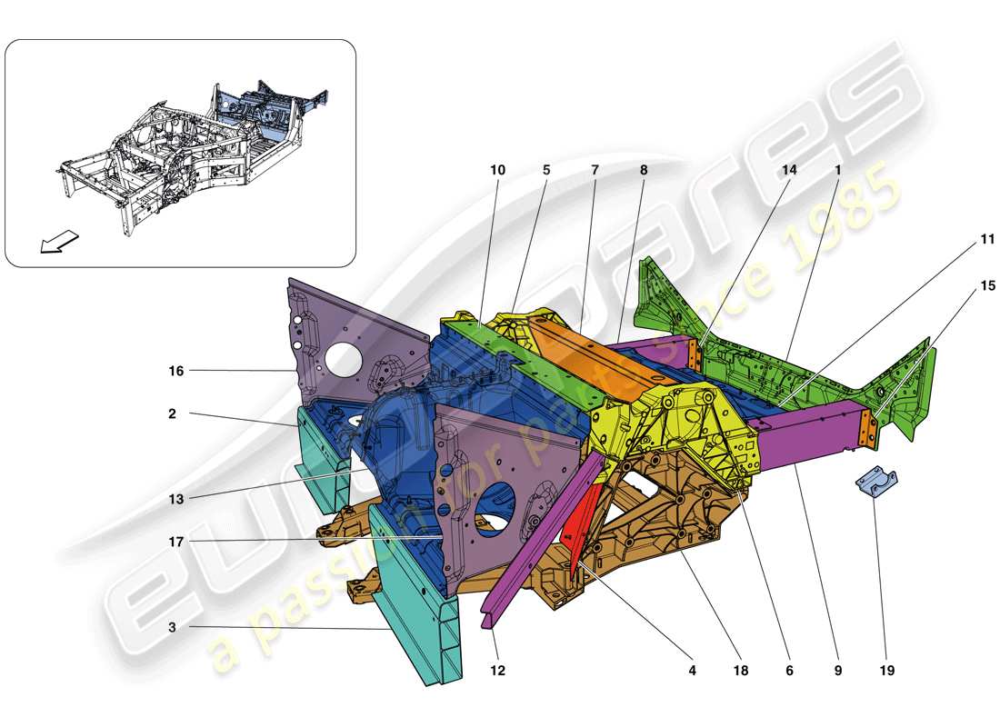 ferrari california t (europe) strukturen und elemente, fahrzeughinterteil teilediagramm