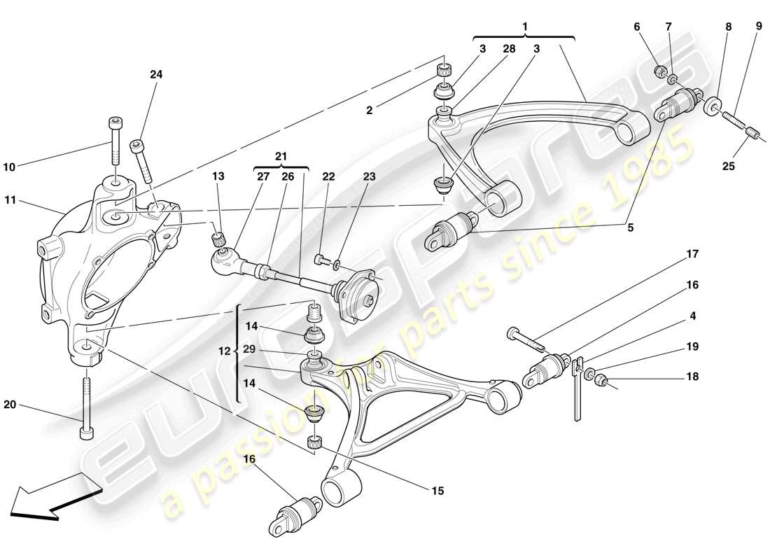 ferrari f430 scuderia spider 16m (rhd) hinterradaufhängung - armlehne ersatzteildiagramm