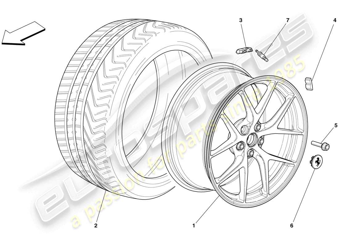 ferrari 599 gto (rhd) räder ersatzteildiagramm