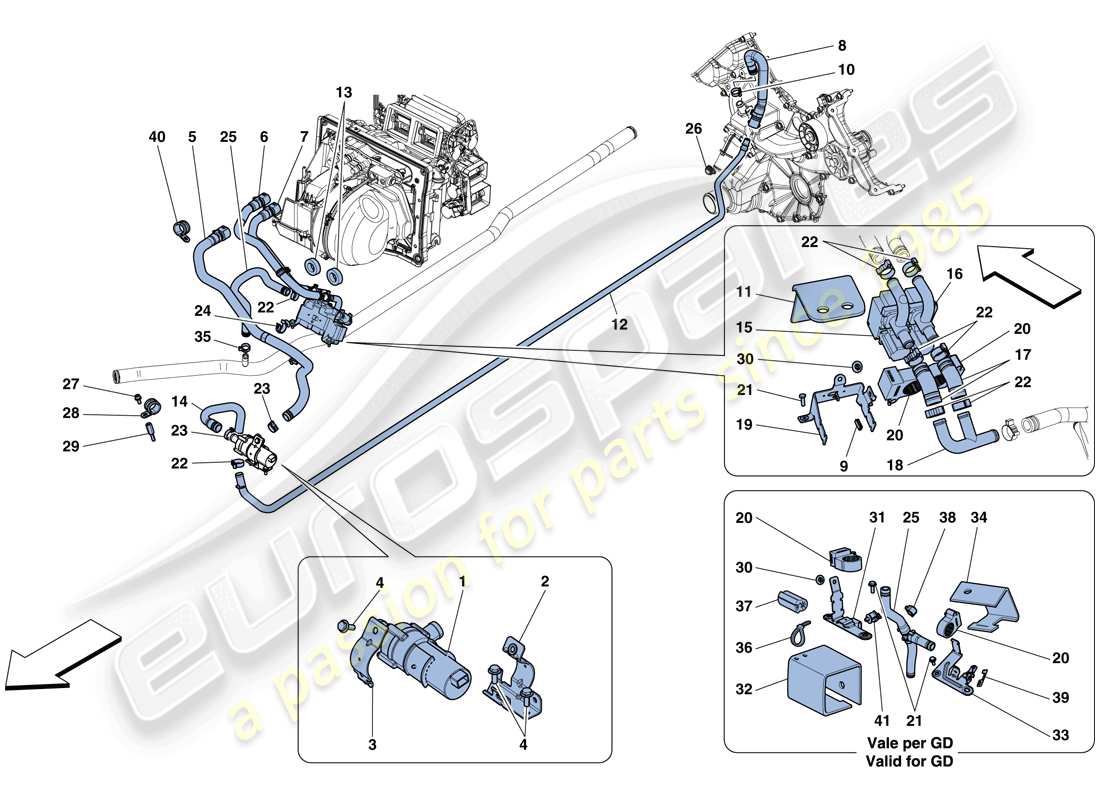 ferrari 458 speciale (rhd) ac-system - wasser teilediagramm