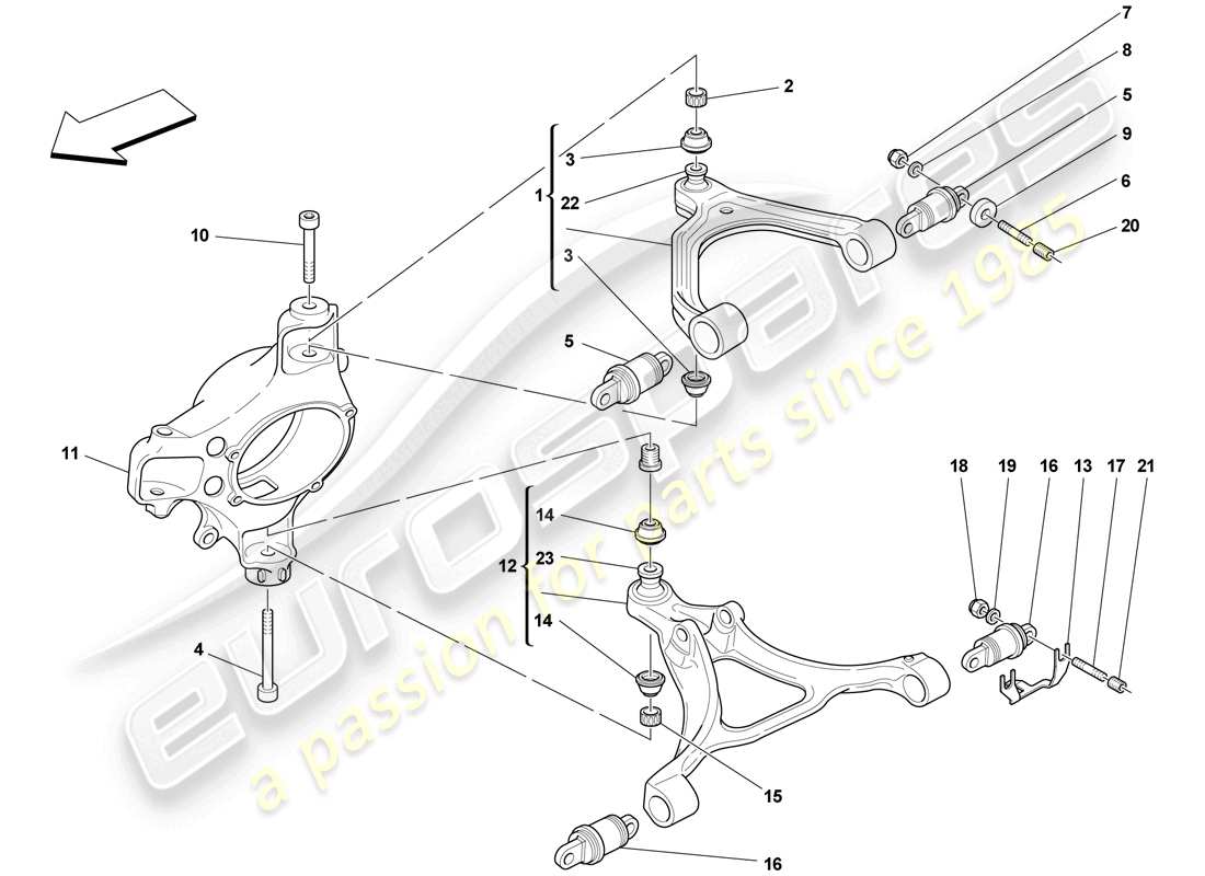 ferrari f430 scuderia spider 16m (usa) vorderradaufhängung – arme teilediagramm