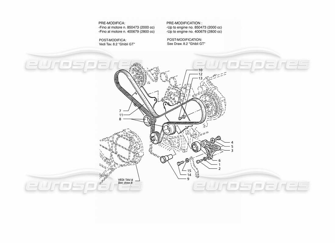 maserati ghibli 2.8 (abs) teilediagramm der zeitsteuerung