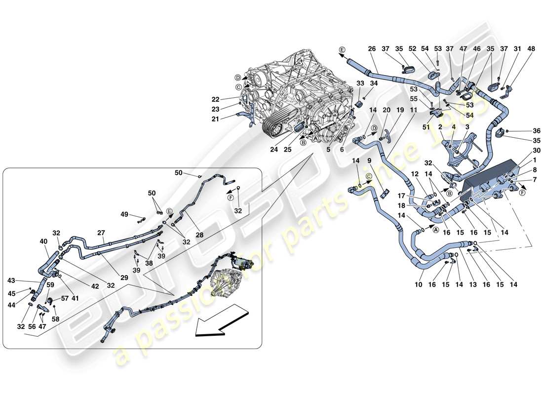 ferrari f12 berlinetta (usa) getriebeöl-schmierung und kühlsystem teilediagramm