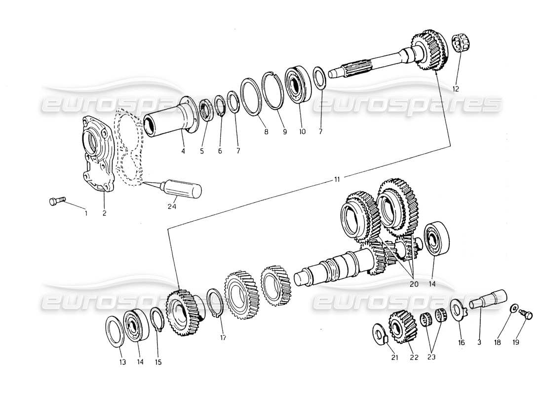 maserati 418 / 4.24v / 430 getriebe, zf-vorgelegewelle ersatzteildiagramm