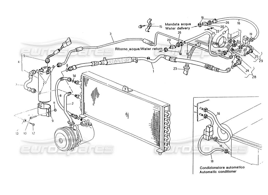 maserati 418 / 4.24v / 430 klimaanlage, teilediagramm für rechte lenkung