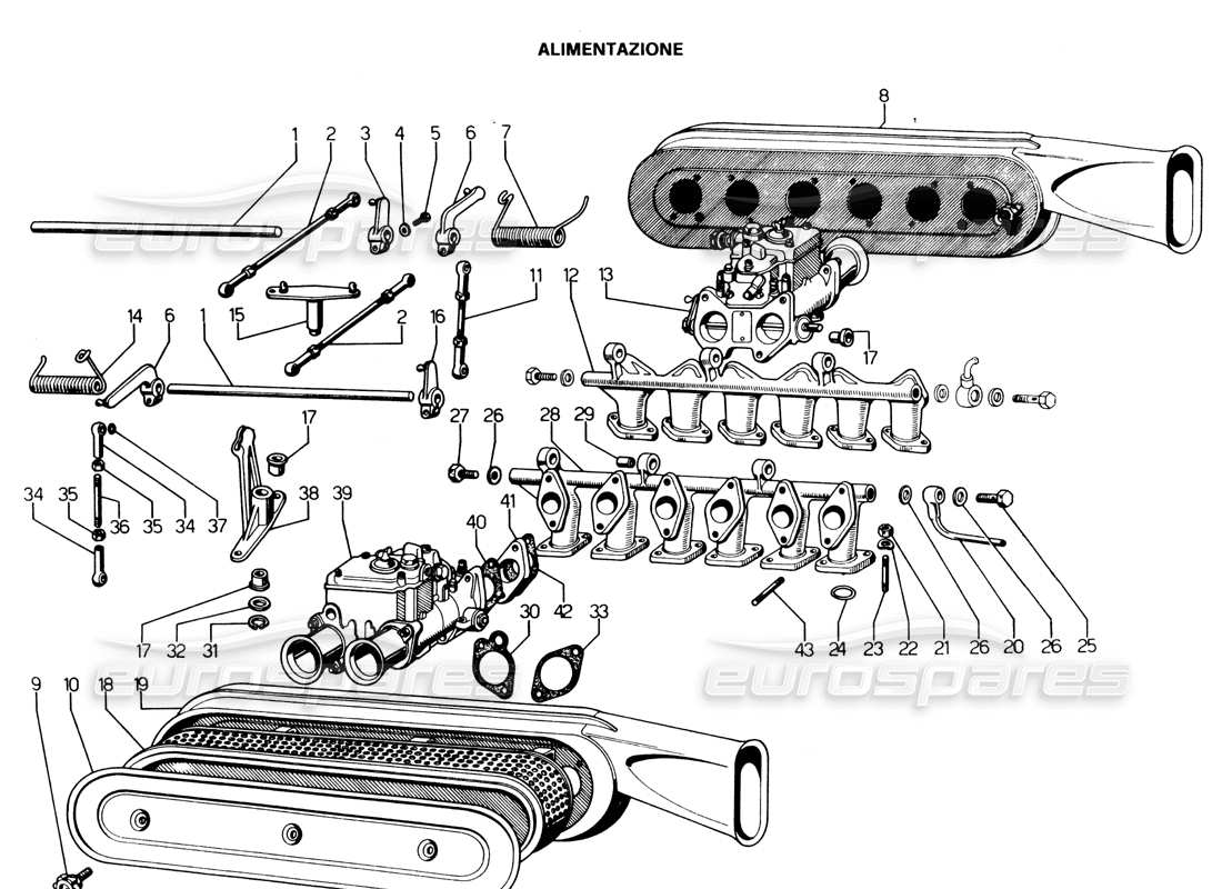 lamborghini espada einlassverteiler (bis 1145) teilediagramm