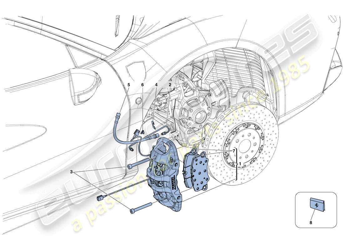 ferrari 488 gtb (europe) vordere bremssättel ersatzteildiagramm