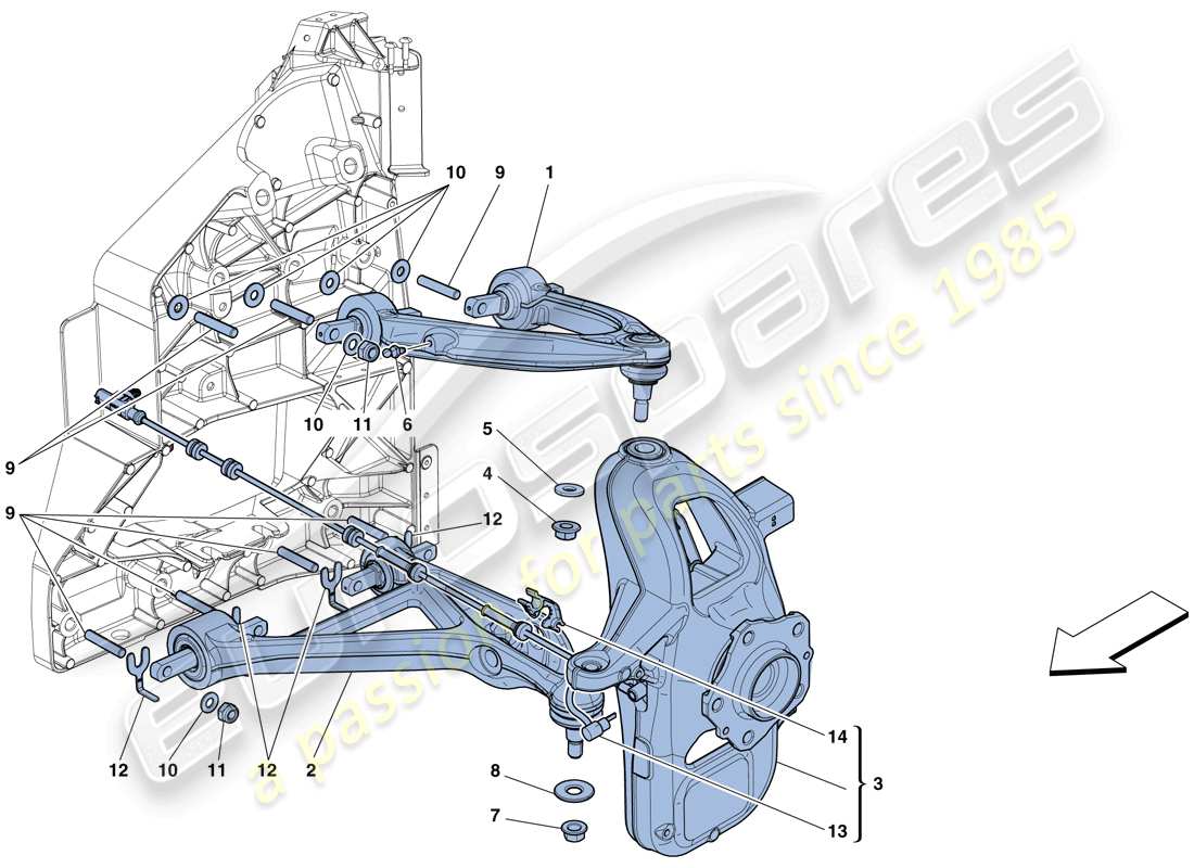 ferrari 458 spider (rhd) vordere aufhängung - armseite ersatzteildiagramm