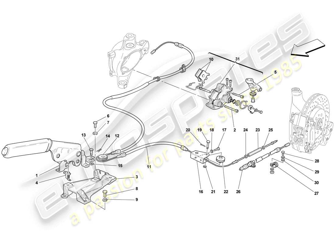 ferrari f430 scuderia (usa) parkbremssteuerung teilediagramm