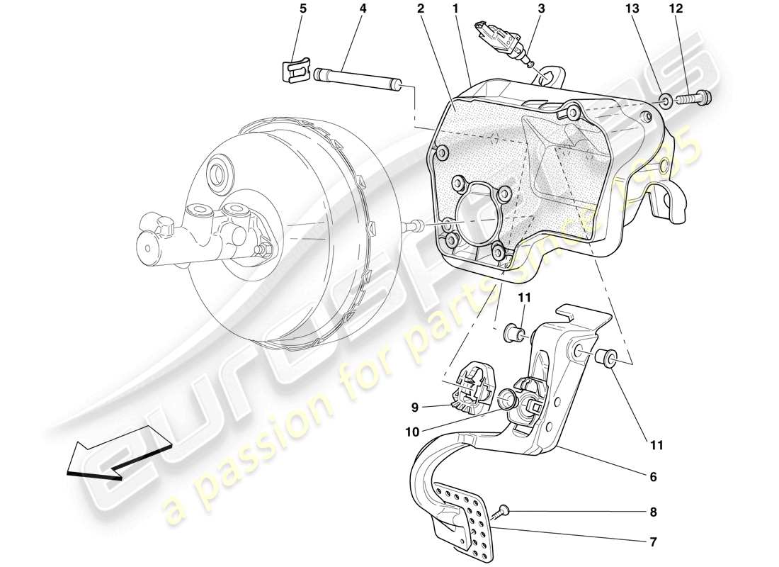 ferrari 599 gto (rhd) pedalboard teilediagramm