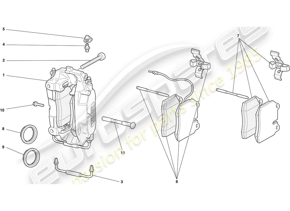 ferrari f430 coupe (europe) bremssättel vorne und hinten ersatzteildiagramm