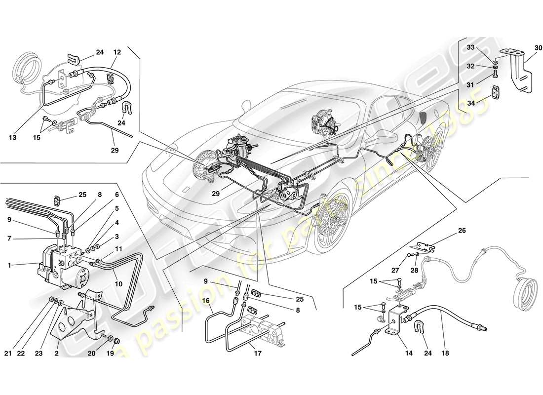 ferrari f430 coupe (rhd) bremssystem teilediagramm