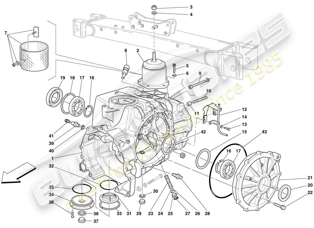 maserati mc12 getriebe-/differenzialgehäuse teilediagramm