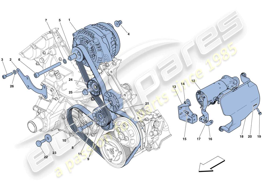 ferrari 458 spider (rhd) lichtmaschine - anlasser - ersatzteildiagramm