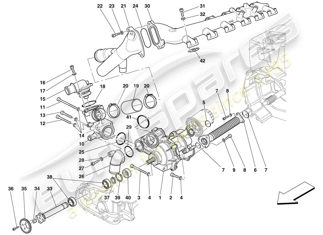 maserati mc12 wasser-/ölpumpe teilediagramm