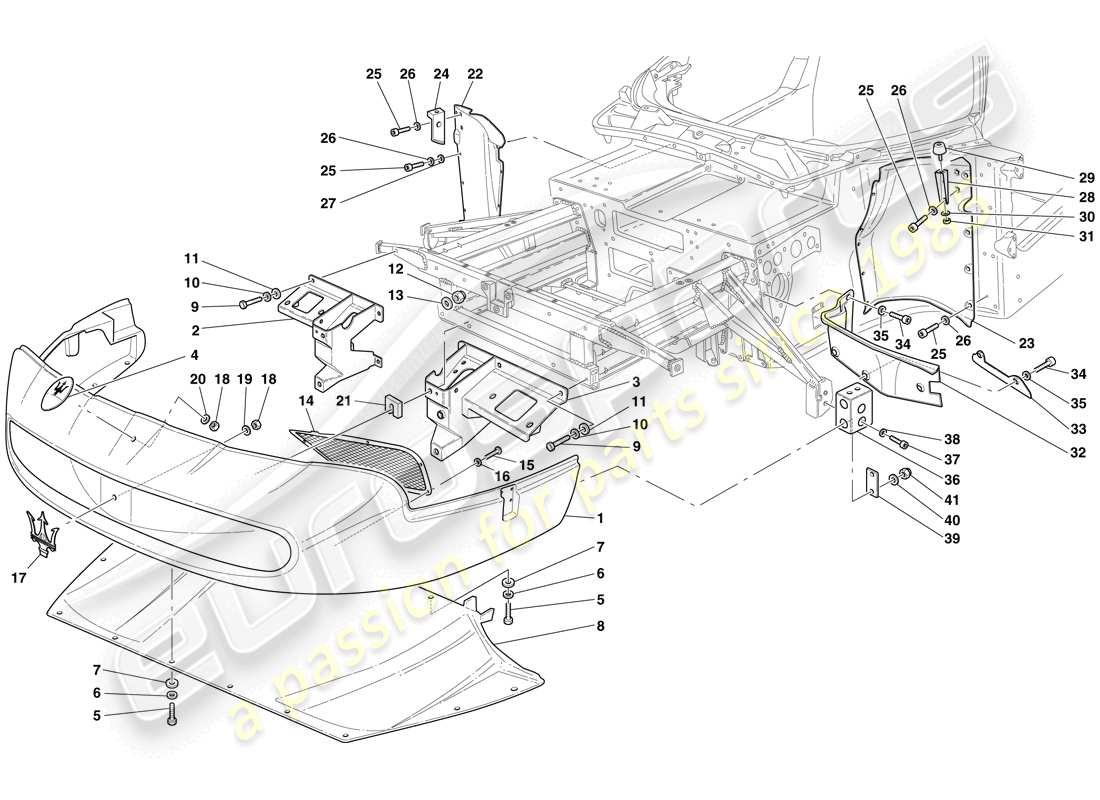 maserati mc12 frontstoßstange und flaches bodenblech teilediagramm