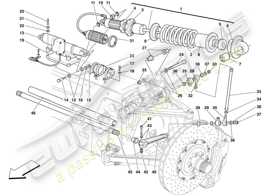 maserati mc12 vorderradaufhängung – stoßdämpfer und stabilisator teilediagramm