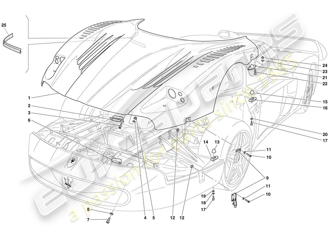 maserati mc12 vorderdeckel teilediagramm