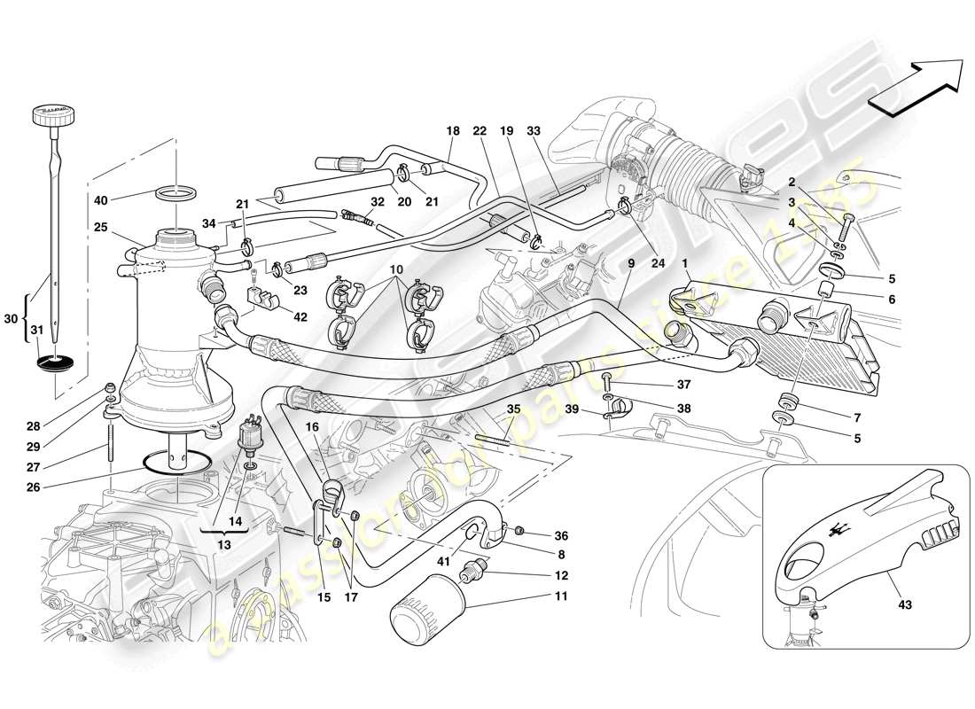 maserati mc12 schmiersystem und blow-by-system teilediagramm