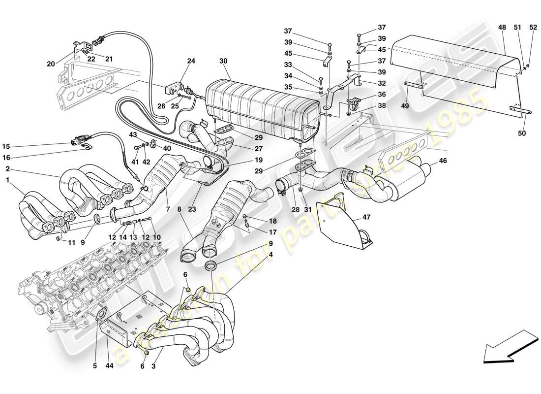 maserati mc12 abgassystem teilediagramm