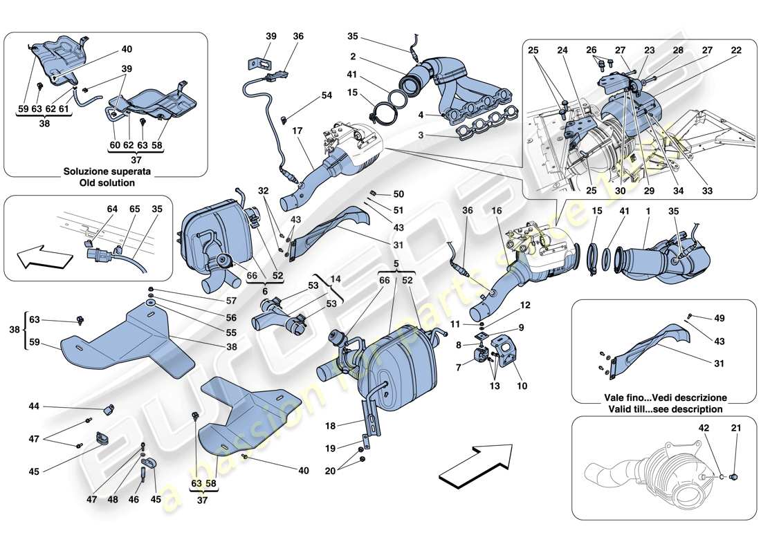 ferrari 458 spider (usa) auspuffanlage teilediagramm