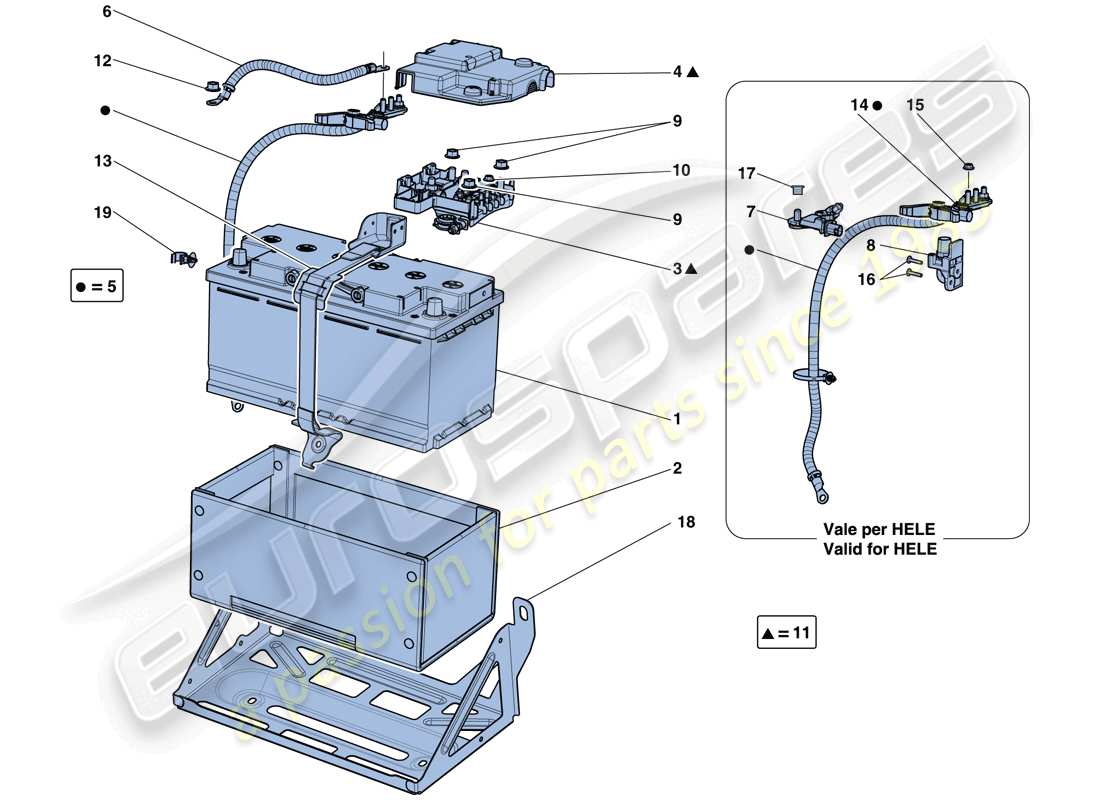 ferrari california t (rhd) batterie teilediagramm