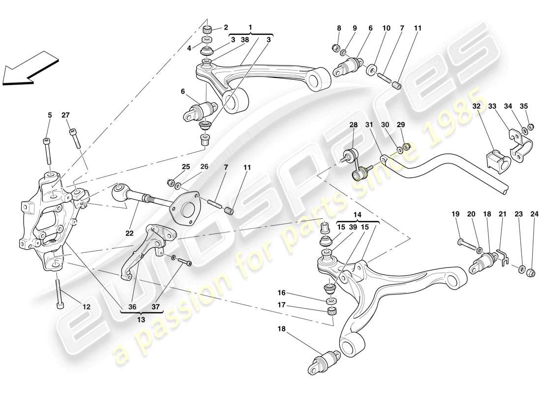 ferrari 599 gto (usa) hintere aufhängung – arme und stabilisator teilediagramm