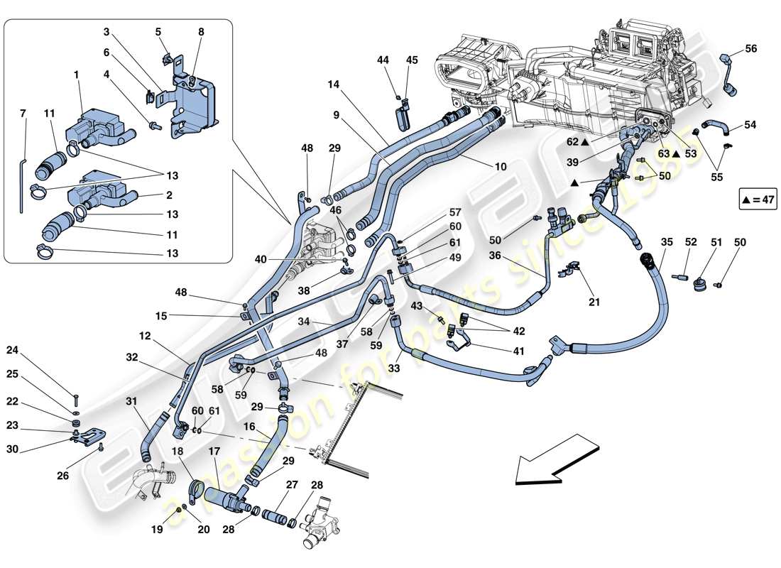 ferrari f12 berlinetta (europe) klimaanlage - wasser und freon teilediagramm