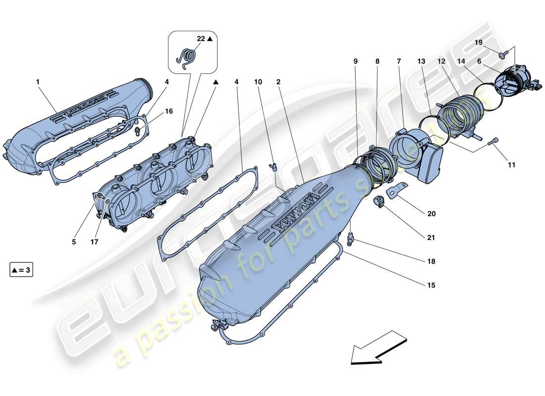 ferrari 458 speciale aperta (usa) ansaugkrümmer-abdeckung ersatzteildiagramm