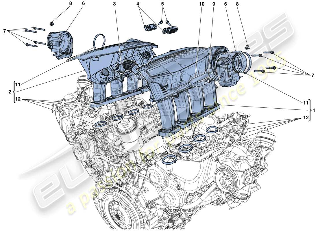 ferrari 488 gtb (europe) ansaugkrümmer - teilediagramm